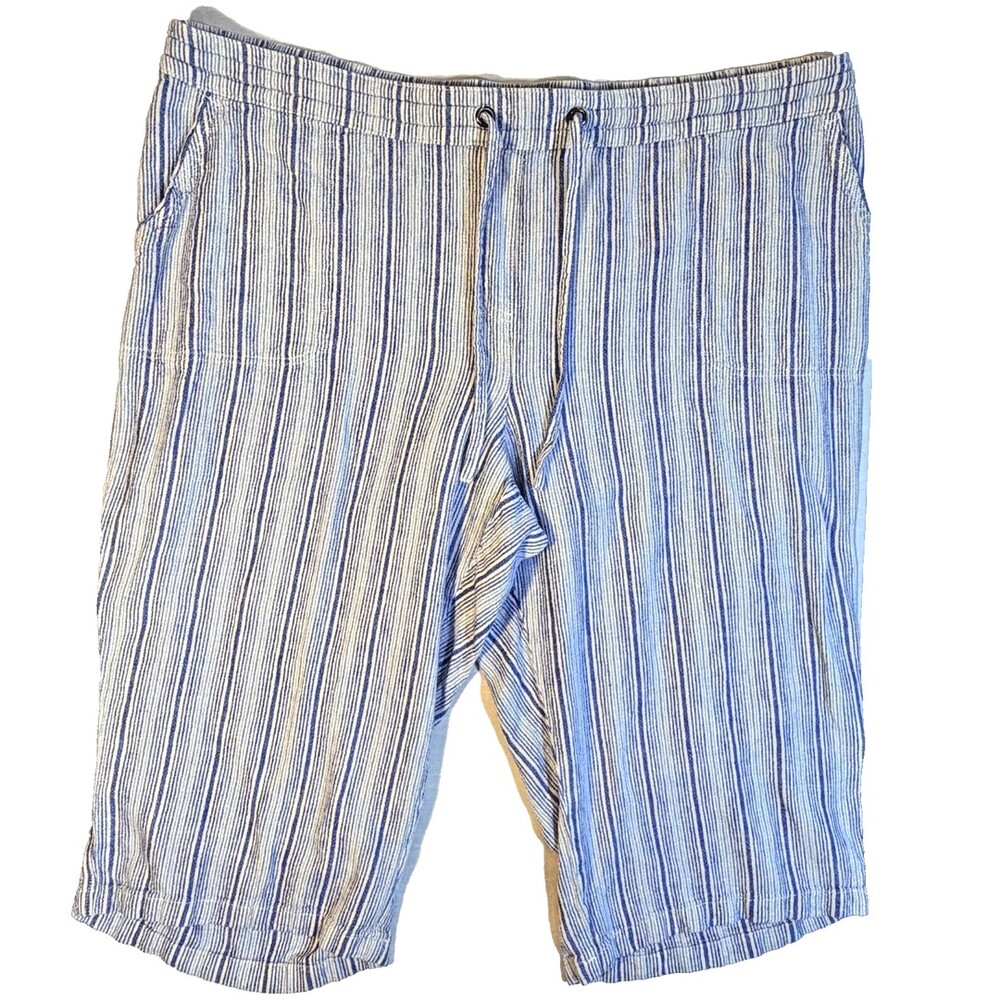Per Se Blue Garbadine Stripe Bermuda Shorts Women's 2X Lounge Sleep Resort